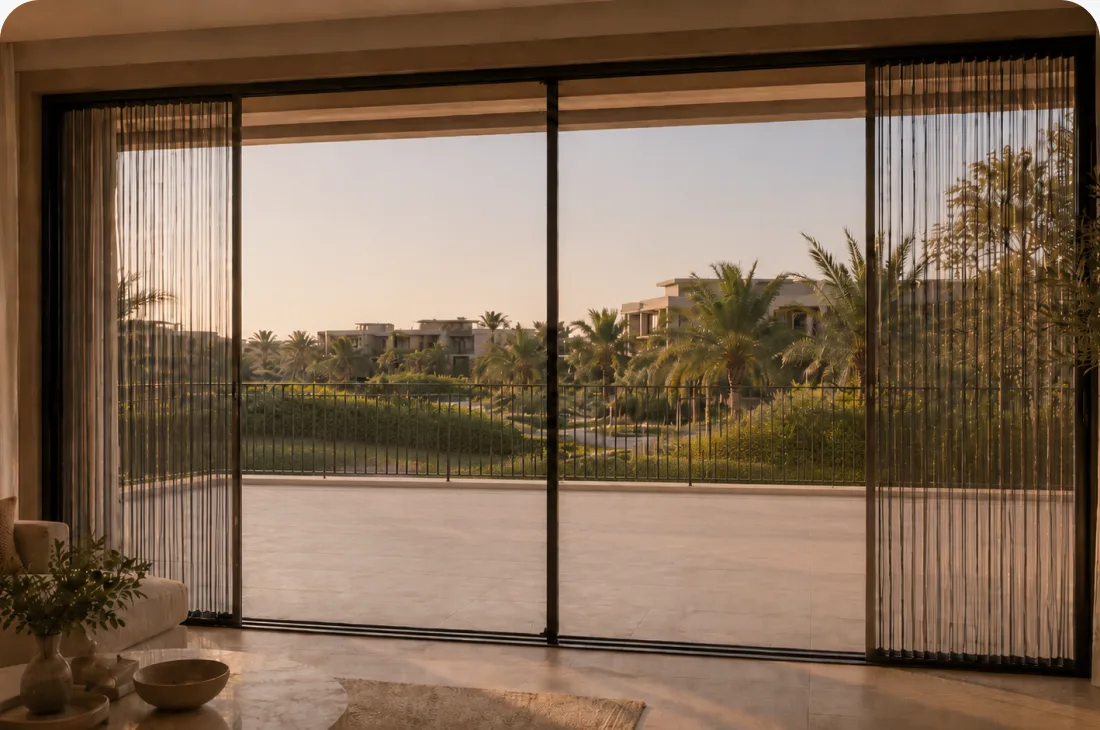 Mosquito screen on a balcony