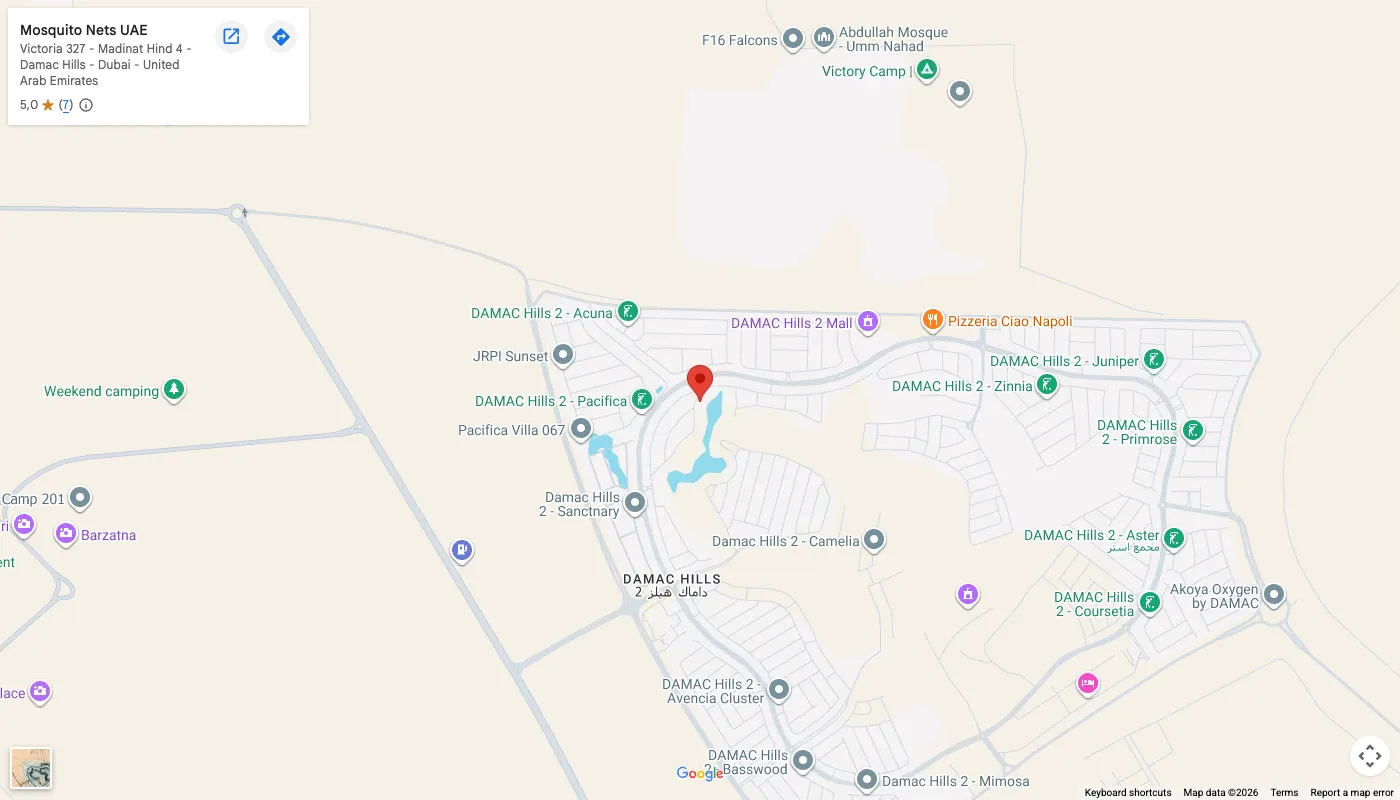 Google map with Mosquito Nets UAE in Damac Hills 2